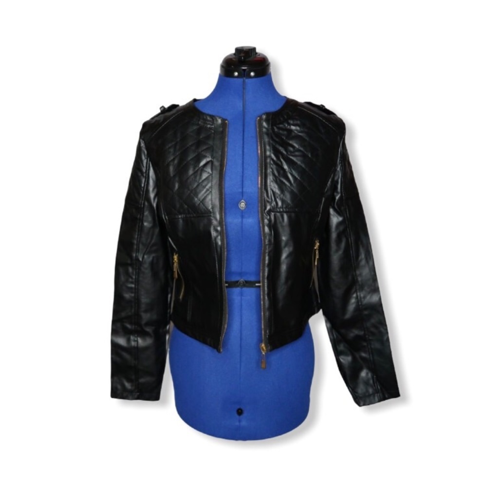 Black Faux Leather Moto Jacket